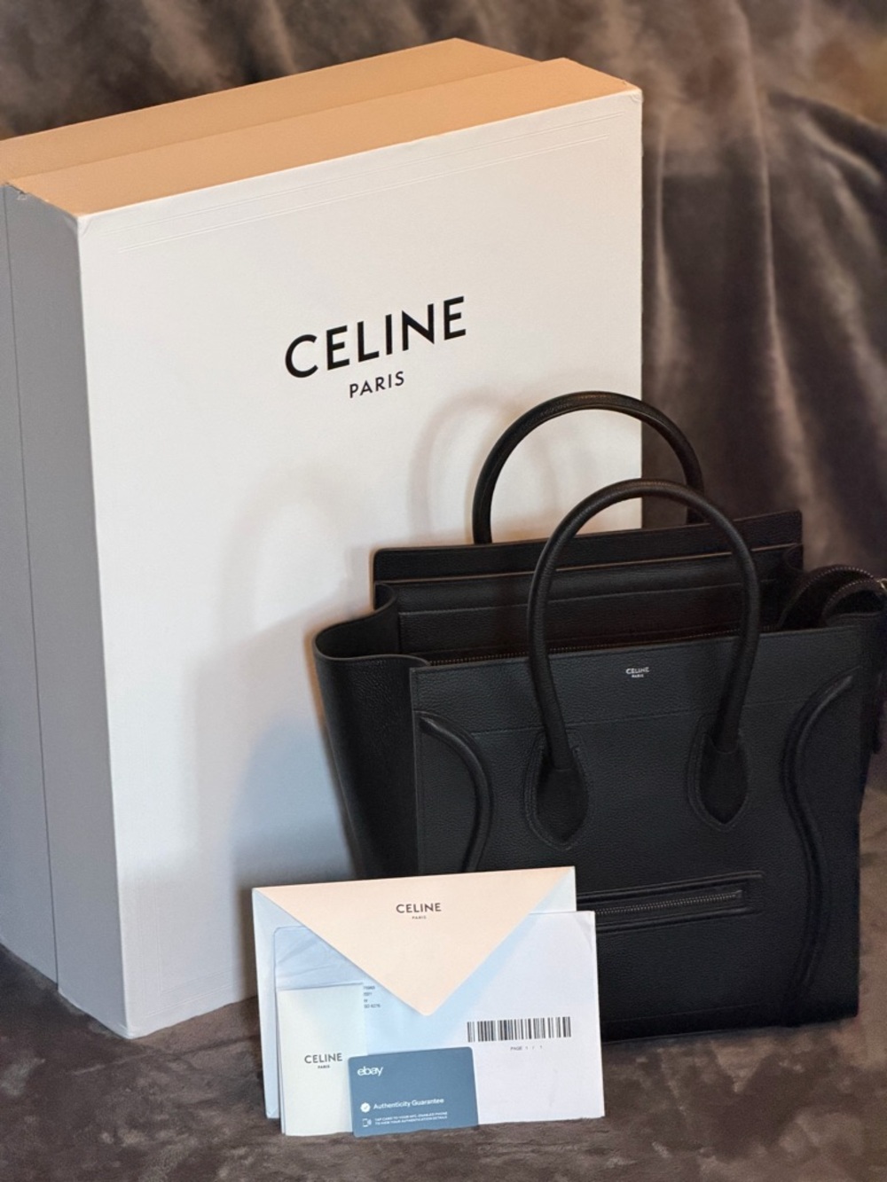 Celine Black Leather Tote with Structured Silhouette